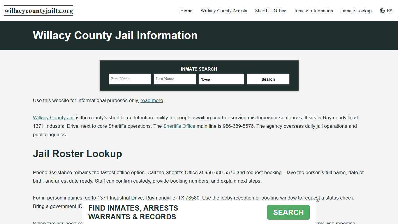 Willacy County, TX Jail Roster, Inmate Info